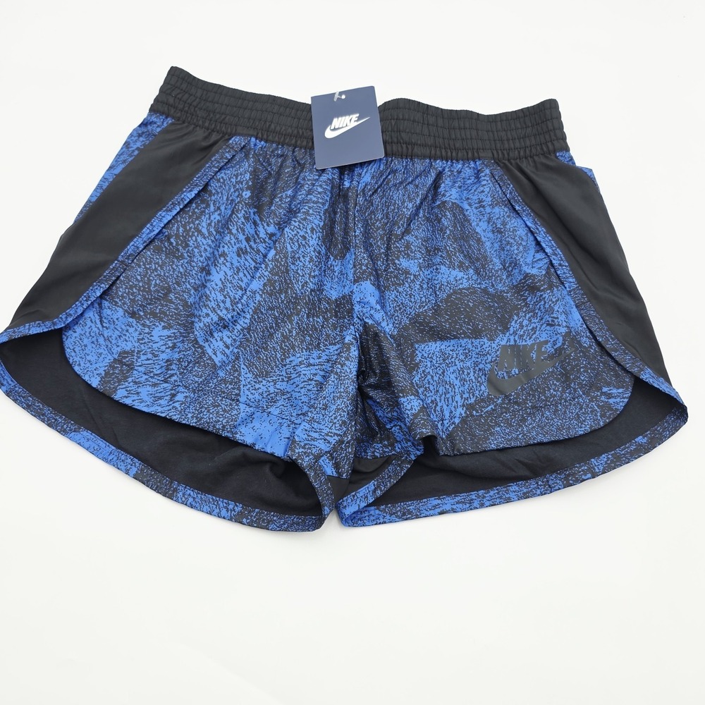 Nike Women's Size XS Running Athletic Shorts 804950-480 Blue/Black Geometric